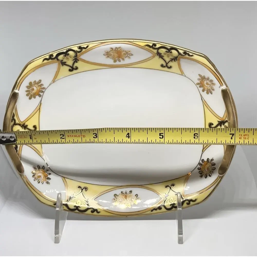 Antique Hand Painted Porcelain Serving Dish Platter Morimura Bros Wreath Mark